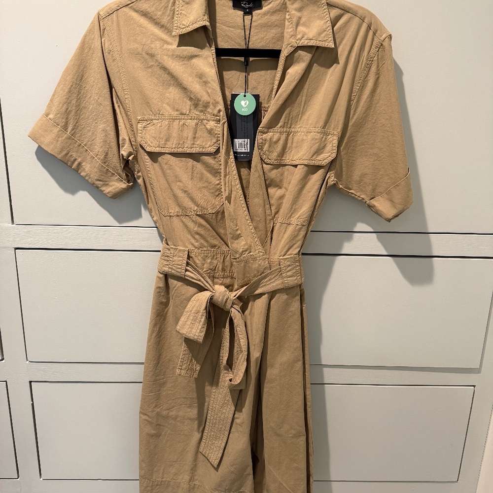 Rails cotton khaki button up dress